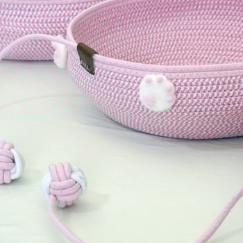 Tekstilno mačje gnijezdo s grebalicom i loptom za igru — za sve sezone, perivo, otporno na ogrebotine