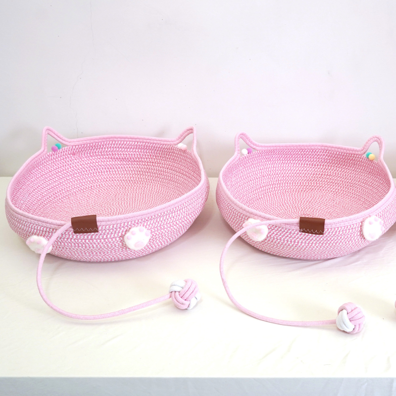 Tekstilno mačje gnijezdo s grebalicom i loptom za igru — za sve sezone, perivo, otporno na ogrebotine