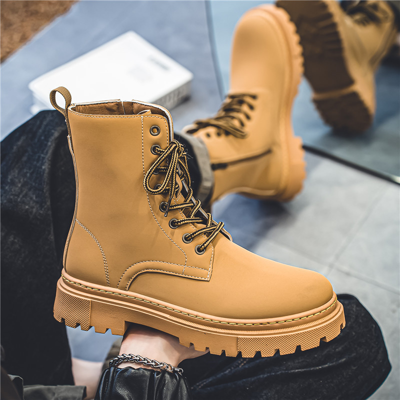 Martin čizme za muškarce, britanski stil Chelsea srednje visine od kože, gumena potplat, PU vamp, kožna podstava