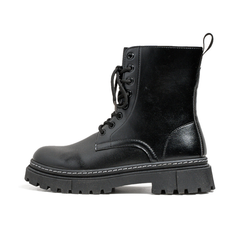 Martin čizme za muškarce, britanski stil Chelsea srednje visine od kože, gumena potplat, PU vamp, kožna podstava