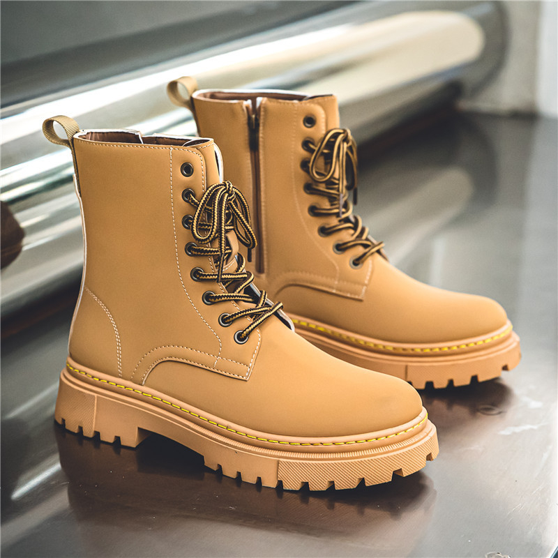 Martin čizme za muškarce, britanski stil Chelsea srednje visine od kože, gumena potplat, PU vamp, kožna podstava