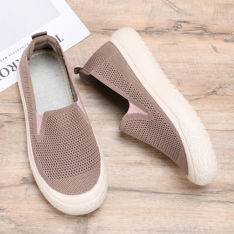 Pantofi casual dama din plasă slip-on | partea superioară din plasă, talpă din cauciuc, toc plat 1–3 cm, vârf rotund