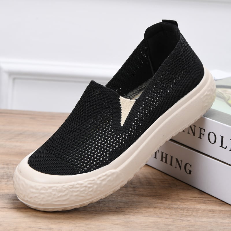 Pantofi casual dama din plasă slip-on | partea superioară din plasă, talpă din cauciuc, toc plat 1–3 cm, vârf rotund