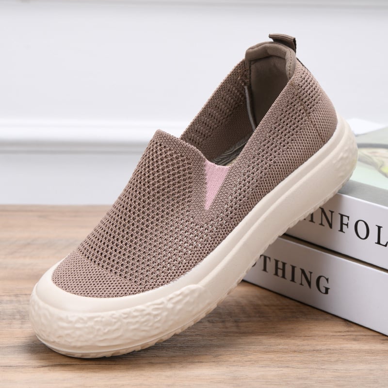 Pantofi casual dama din plasă slip-on | partea superioară din plasă, talpă din cauciuc, toc plat 1–3 cm, vârf rotund