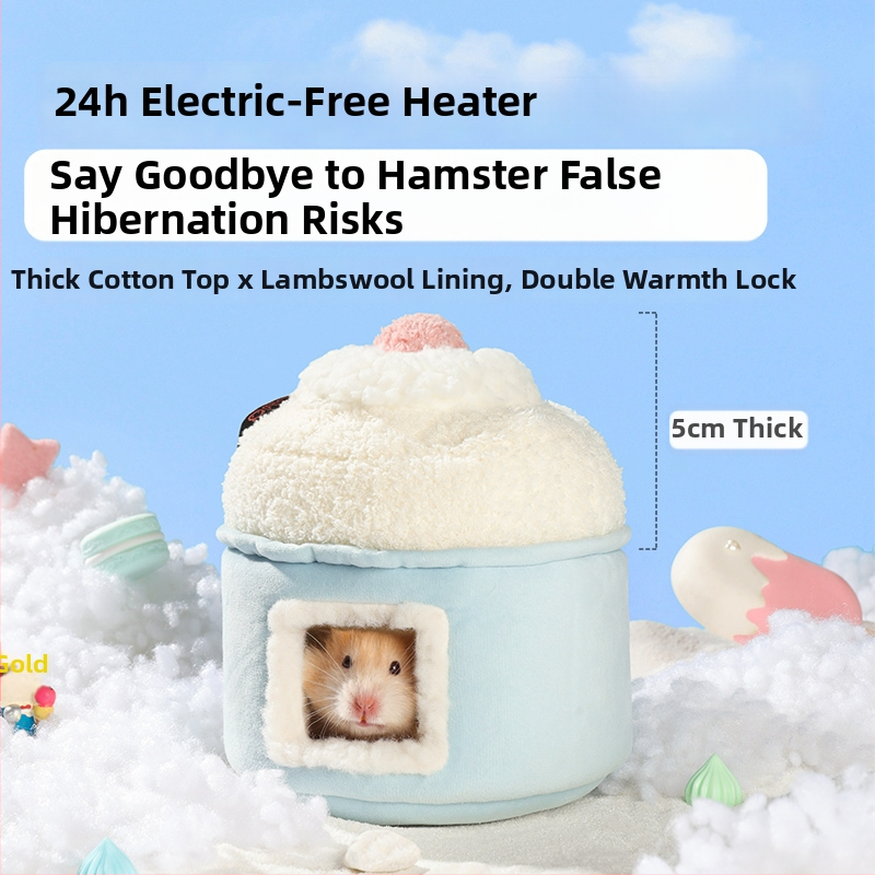 Pamukasto gnijezdo za hrčka, unutarnja upotreba, kućni oblik, crtani stil, zimska toplina