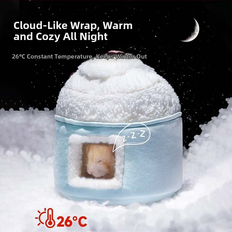 Pamukasto gnijezdo za hrčka, unutarnja upotreba, kućni oblik, crtani stil, zimska toplina