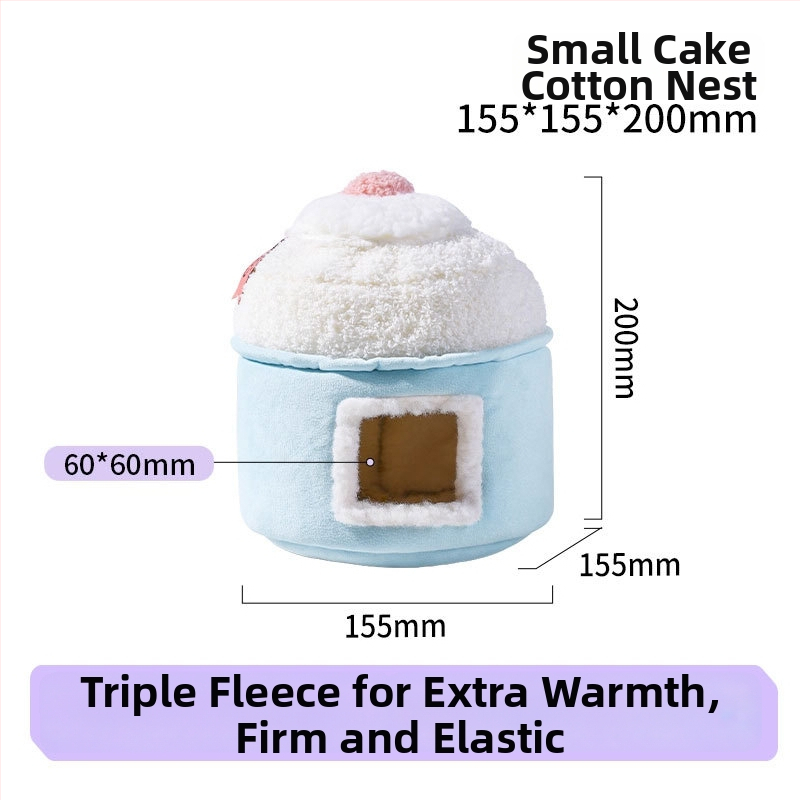Pamukasto gnijezdo za hrčka, unutarnja upotreba, kućni oblik, crtani stil, zimska toplina