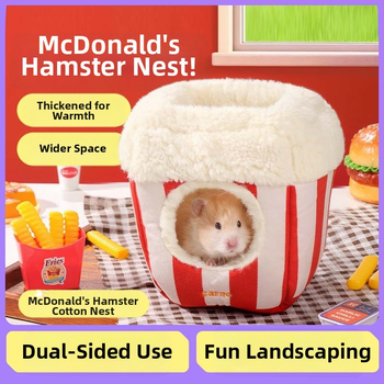 Hamster gnijezdo s plišanim oblogom za zimsku toplinu, kućice oblika, unutarnja uporaba, materijali: velur i jagnjeća vuna, model AL101