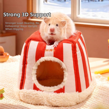 Hamster gnijezdo s plišanim oblogom za zimsku toplinu, kućice oblika, unutarnja uporaba, materijali: velur i jagnjeća vuna, model AL101