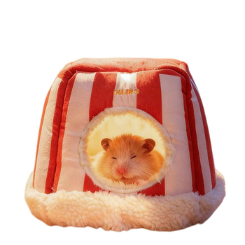Hamster gnijezdo s plišanim oblogom za zimsku toplinu, kućice oblika, unutarnja uporaba, materijali: velur i jagnjeća vuna, model AL101