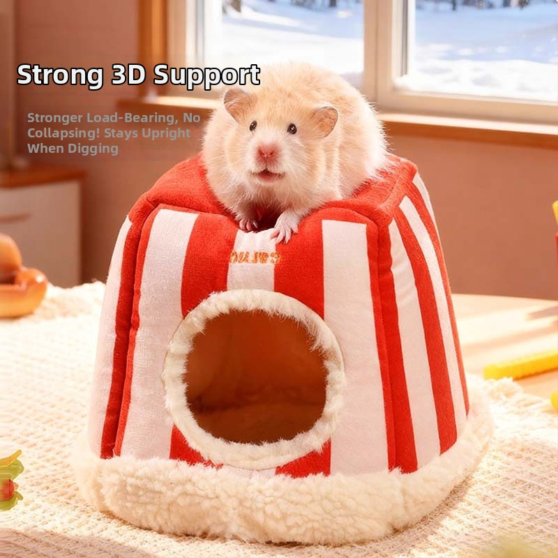 Hamster gnijezdo s plišanim oblogom za zimsku toplinu, kućice oblika, unutarnja uporaba, materijali: velur i jagnjeća vuna, model AL101