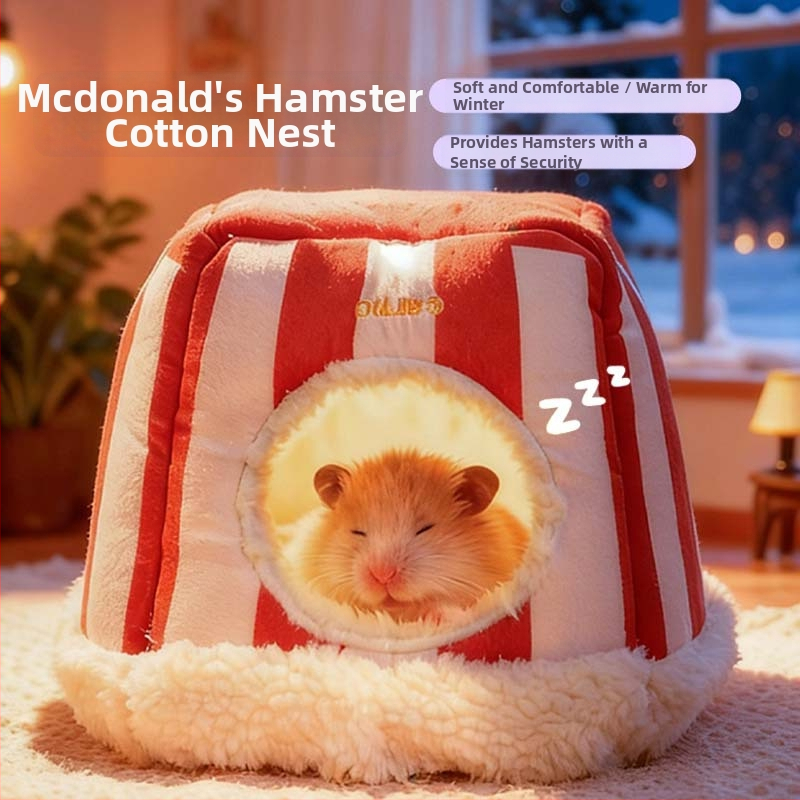 Hamster gnijezdo s plišanim oblogom za zimsku toplinu, kućice oblika, unutarnja uporaba, materijali: velur i jagnjeća vuna, model AL101