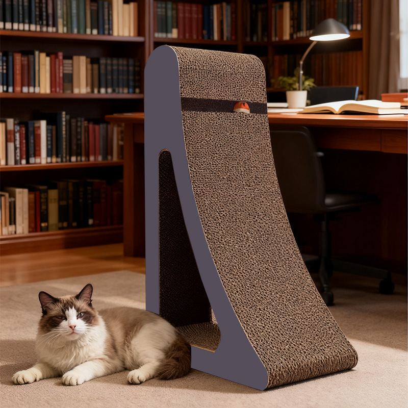 Maodudu Вертикална триъгълна котешка драскаща дъска, гофрирана хартия, издръжлива на износване, устойчива на драскотини, без разпадане на влакна, семпъл стил