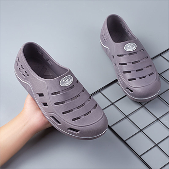 Pantofi perforați de vară pentru bărbați, vârf închis, anti-derapare, cu partea superioară și talpa din PVC