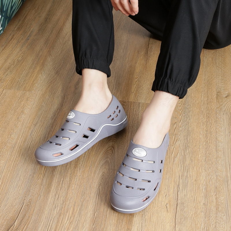 Pantofi perforați de vară pentru bărbați, vârf închis, anti-derapare, cu partea superioară și talpa din PVC