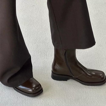 Muške visoke Derby Chelsea čizme s kvadratnim vrhom, gumenom potplatom, gornjište od mikrovlakna, dizajn za povećanje visine, zimska obuća