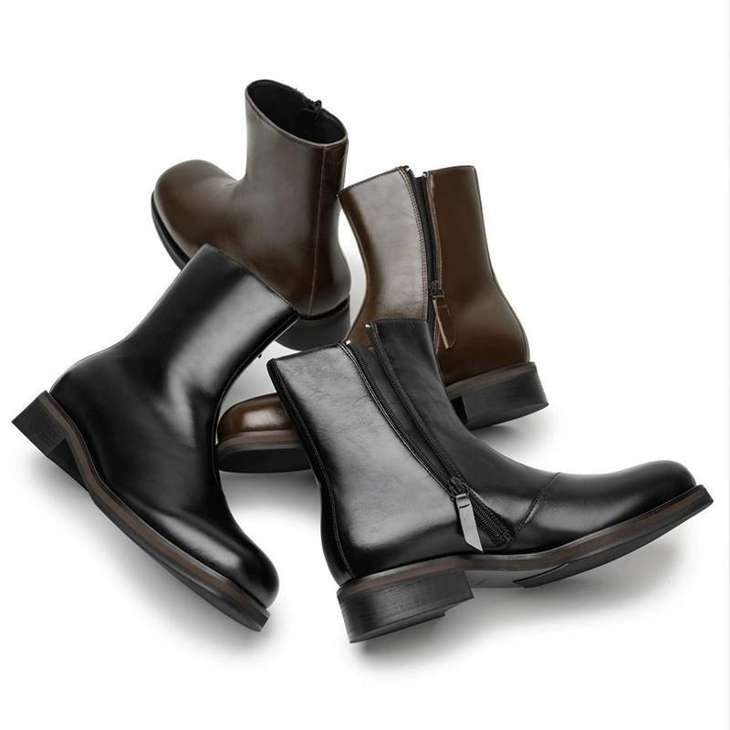 Muške visoke Derby Chelsea čizme s kvadratnim vrhom, gumenom potplatom, gornjište od mikrovlakna, dizajn za povećanje visine, zimska obuća