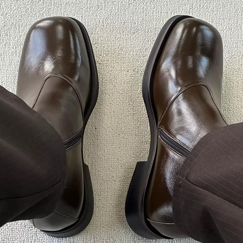 Muške visoke Derby Chelsea čizme s kvadratnim vrhom, gumenom potplatom, gornjište od mikrovlakna, dizajn za povećanje visine, zimska obuća