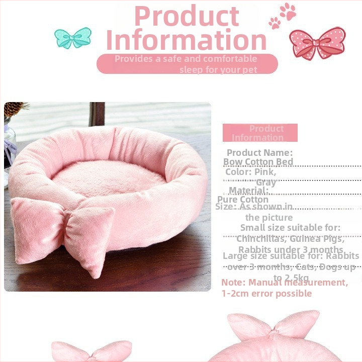 Gnijezdo za kućne ljubimce od tkanine, u obliku mašne, debelo i toplo za zimu