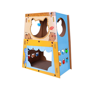 Troposlojna mačja vila s gnijezdom, dom za više mačaka i grebalica — Marka: Drugo; Materijal: Papir; Stil: Crtani