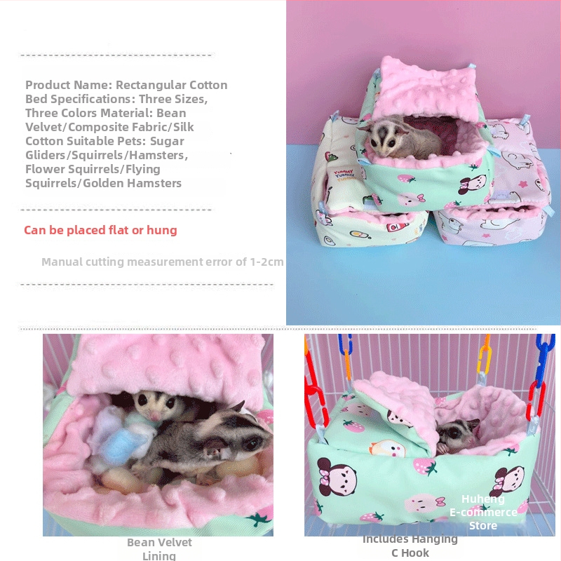 Kružni vodootporni gnijezdo za male životinje sa svilenim cvjetovima, za hrčka, unutarnja uporaba, crtani stil