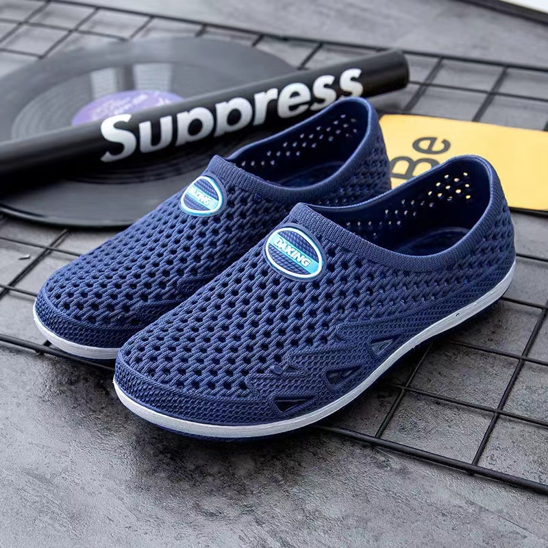 Muške plažne sandale s zatvorenim prstom, PVC gornji dio i potplat, prozračnost, vodootpornost, protukliznost, jednostavan slip-on