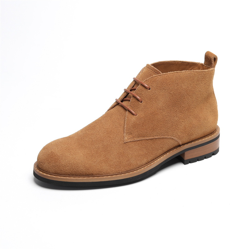 Muške čizme od nubuk suede i kože, britanskog stila, vezanje, gumena potplat, okrugli nos