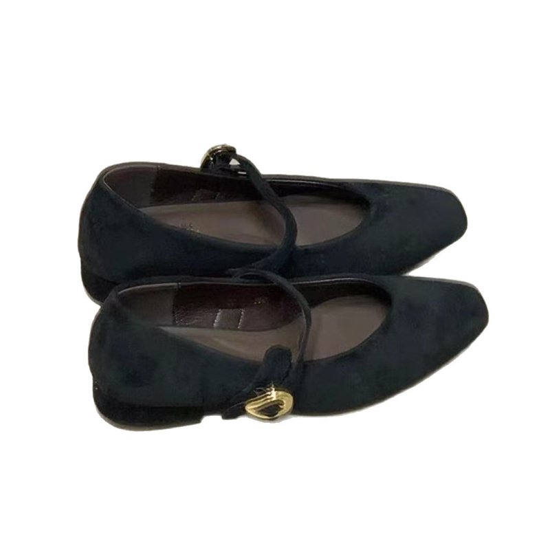 Mary Jane cipele s četvrtastim nosom, gornji materijal: Super fiber, remen s metalnom kopčom, niski debeli pet