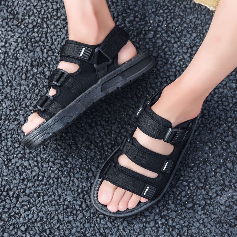 Muške sandale s otvorenim prstom, prozračni tekstilni gornji dio, Velcro kopčanje, PVC potplat