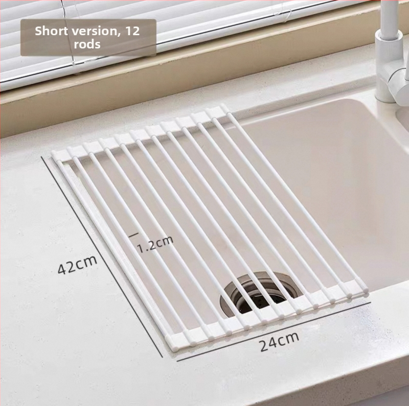 Sklopivi držač za sudoper od silikona i galvaniziranog željeza; višenamjenski; pokretan; bez ugradnje