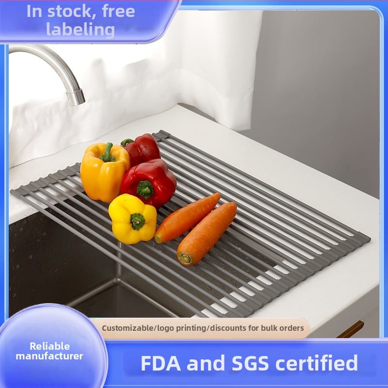 Sklopivi držač za sudoper od silikona i galvaniziranog željeza; višenamjenski; pokretan; bez ugradnje