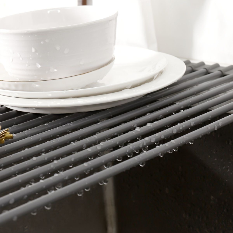 Sklopivi držač za sudoper od silikona i galvaniziranog željeza; višenamjenski; pokretan; bez ugradnje