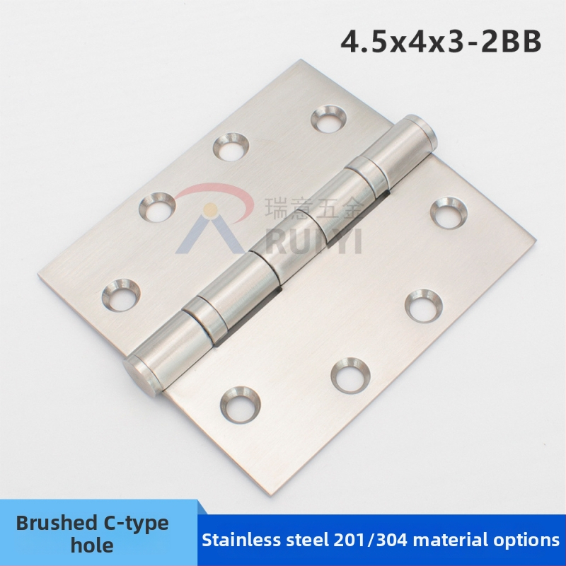 Šarke za vrata od nehrđajućeg čelika 304, otporne na koroziju, brušeni završni sloj, debljina 3 mm, model 4.5x4x3-2BB/4BB
