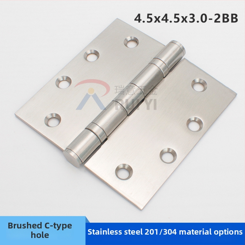 Šarke za vrata od nehrđajućeg čelika 304, otporne na koroziju, brušeni završni sloj, debljina 3 mm, model 4.5x4x3-2BB/4BB