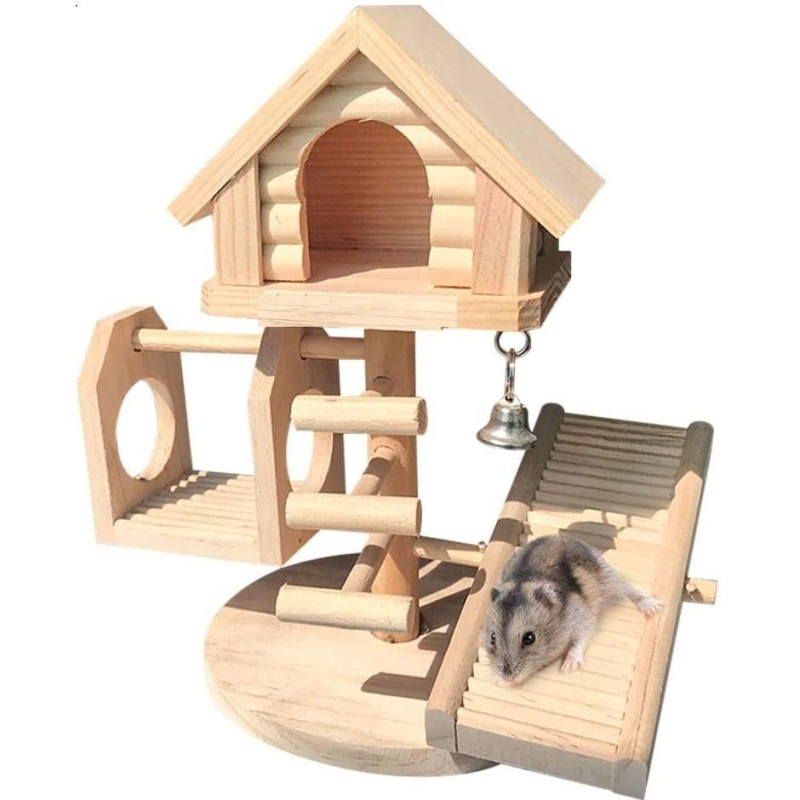 Hamster drveni set za igru sa tunelom u obliku sira i DIY skloništem