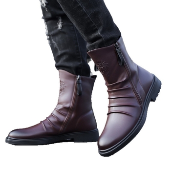 Ghete Martin pentru bărbați - partea superioară din PU, căptușeală fleece, talpă PU, toc 3-5 cm