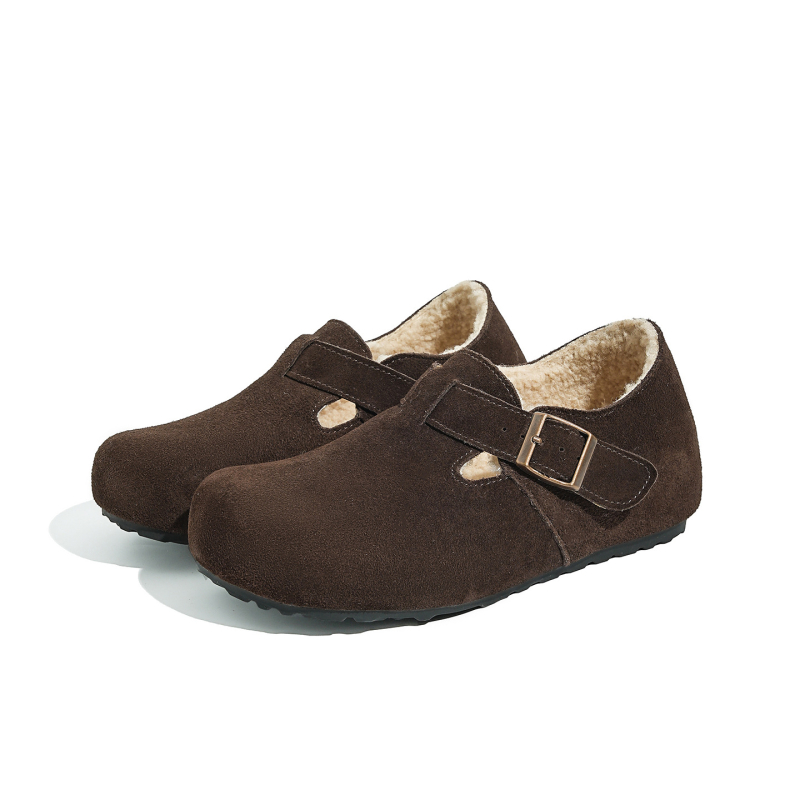 Ženske casual cipele u Birkenstock stilu, gornji dio: prirodna koža, unutarnji materijal: svinjska koža, zatvaranje: kopča, visina pete: srednja 3–5 cm, potplat: guma