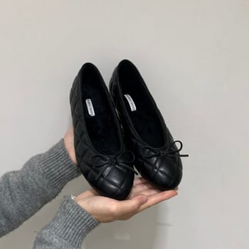 Mary Jane ravne cipele s mašnicom, zaobljeni vrh, gornji materijal Super Fiber, uložak PU, potplat od gume, niska peta do 3 cm