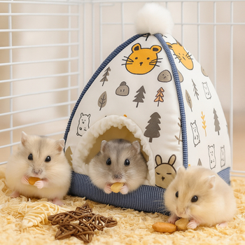 Gnijezdo za hamster, trokutasti oblik, poliesterska vlakna, jesensko-zimsko, pruža toplinu