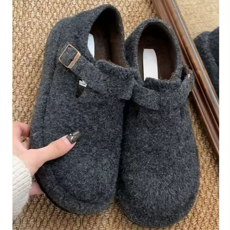 Ženske slip-on tenisice s 6 cm skrivenim unutarnjim povećanjem visine, plišasti gornji dio, unutarnja podstava od umjetnog pliša, gumena tabanica, zatvaranje na Velcro — zimsko-jesenske udobne
