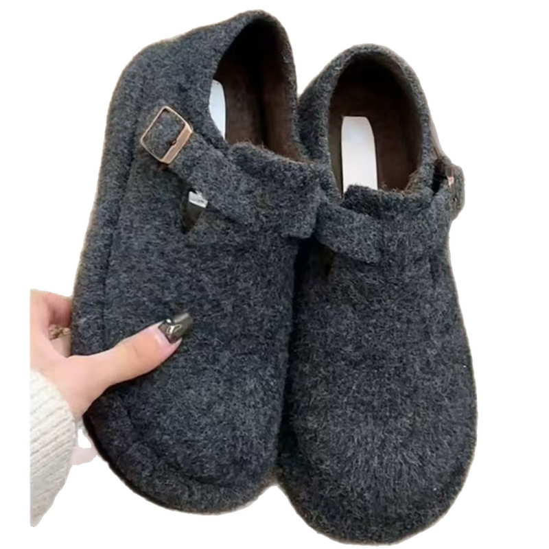 Ženske slip-on tenisice s 6 cm skrivenim unutarnjim povećanjem visine, plišasti gornji dio, unutarnja podstava od umjetnog pliša, gumena tabanica, zatvaranje na Velcro — zimsko-jesenske udobne