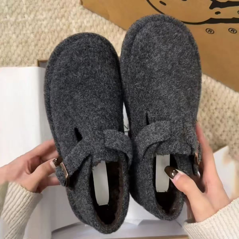 Ženske slip-on tenisice s 6 cm skrivenim unutarnjim povećanjem visine, plišasti gornji dio, unutarnja podstava od umjetnog pliša, gumena tabanica, zatvaranje na Velcro — zimsko-jesenske udobne