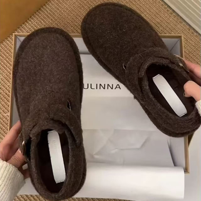 Ženske slip-on tenisice s 6 cm skrivenim unutarnjim povećanjem visine, plišasti gornji dio, unutarnja podstava od umjetnog pliša, gumena tabanica, zatvaranje na Velcro — zimsko-jesenske udobne