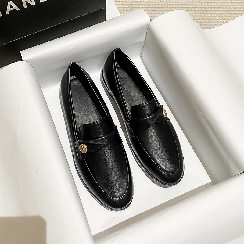 Ženske cipele od umjetne kože, britanski stil, okrugli vrh, gornji PU, gumeni potplat, debeli pet 6–8 cm