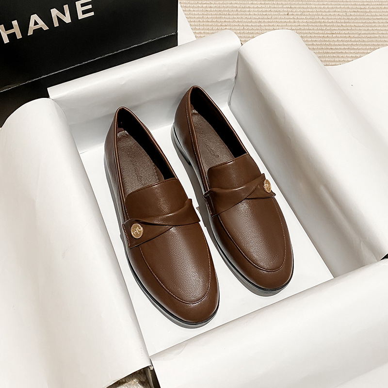 Ženske cipele od umjetne kože, britanski stil, okrugli vrh, gornji PU, gumeni potplat, debeli pet 6–8 cm