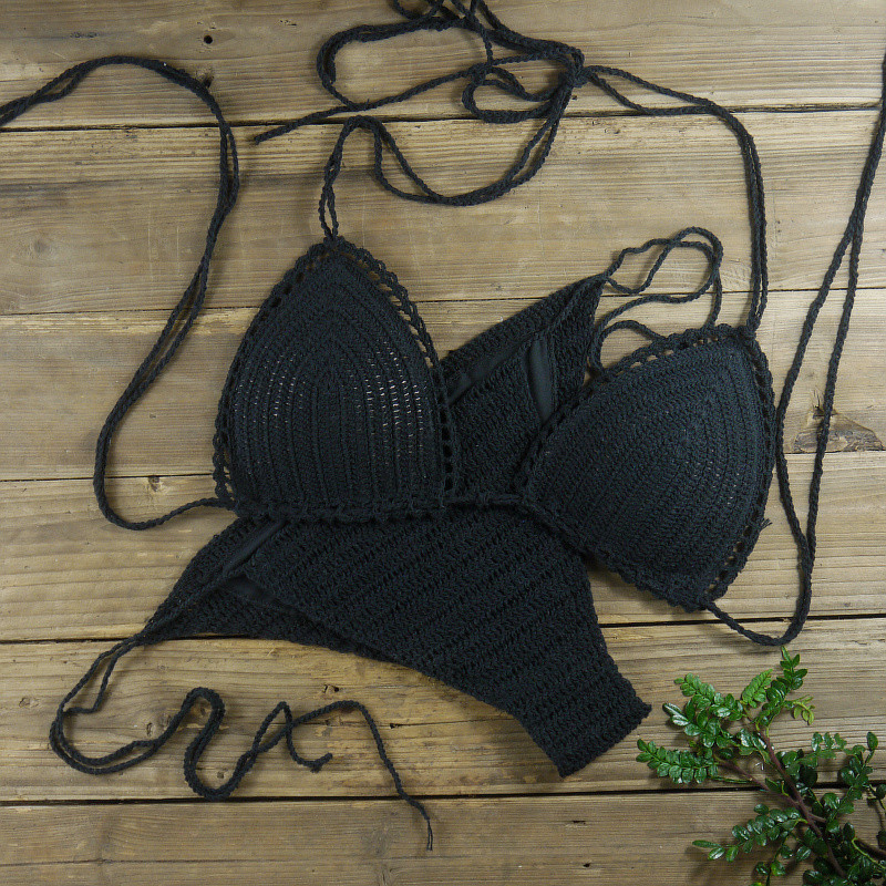 Ručno izrađeni bikini set, push-up, backless, 100% pamuk, ženski kupaći kostim