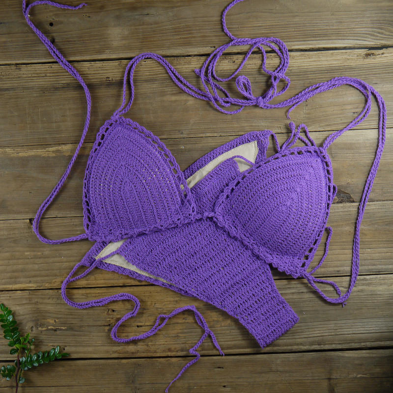 Ručno izrađeni bikini set, push-up, backless, 100% pamuk, ženski kupaći kostim