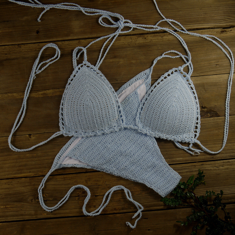 Ručno izrađeni bikini set, push-up, backless, 100% pamuk, ženski kupaći kostim