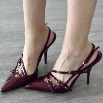 Ženske cipele s oštrim nosom, vintage stil, 6-8 cm visoka petu, PU gornji dio, PU potplat