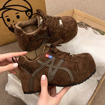 Ženske casual tenisice s unutarnjim povećanjem visine, fleece podstava, gumeni potplat, low-top dizajn, visina pete 3–5 cm